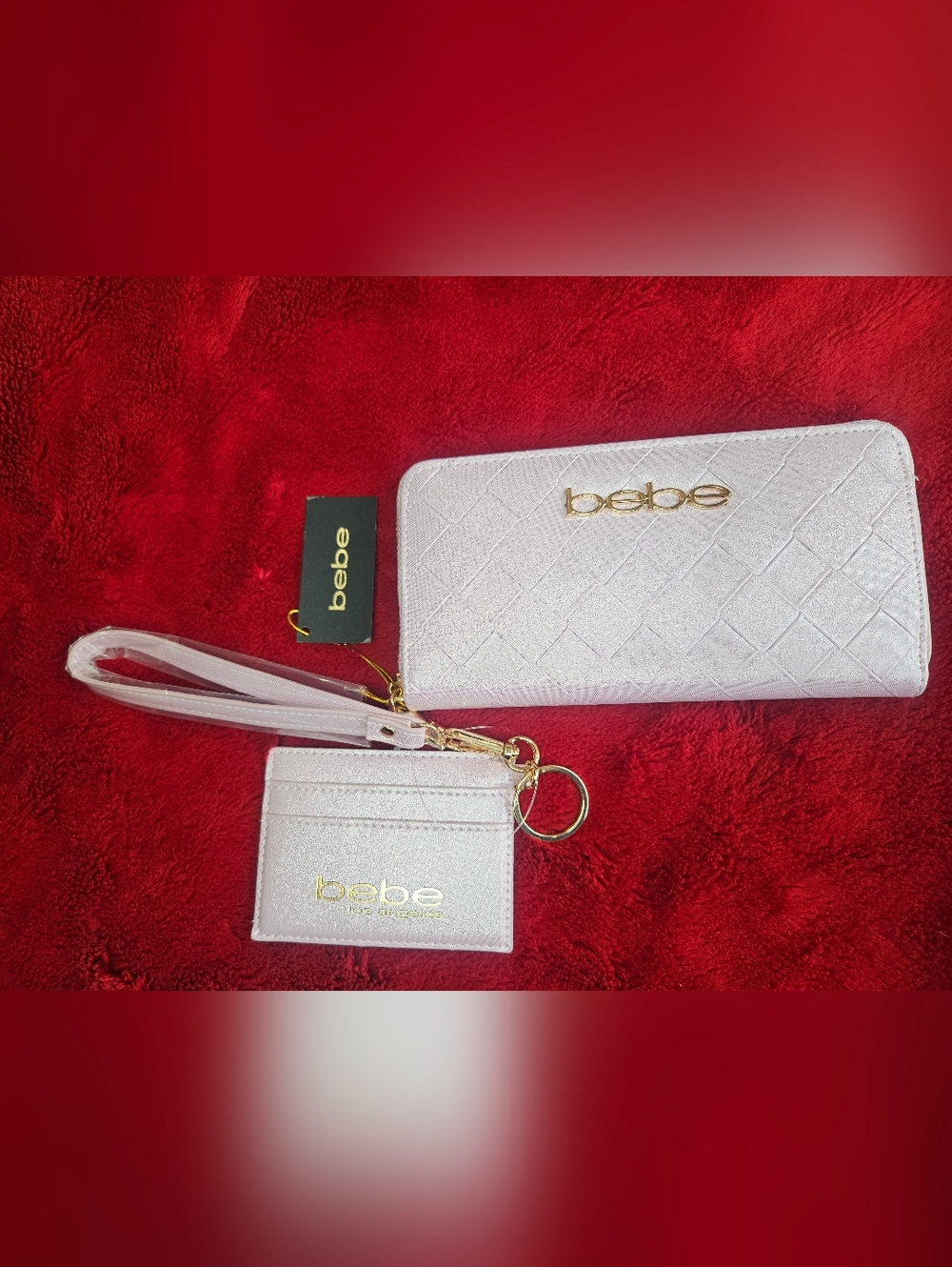 Bebe Jenna Wallet/Wristlet In Blush Barbie Pink